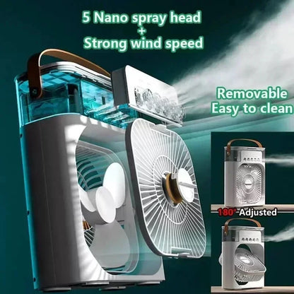 Portable Fan Air Conditioners USB Electric Fan Air Cooler LED Night Light Water Mist Fun 3 in 1 Air Humidifier for Home