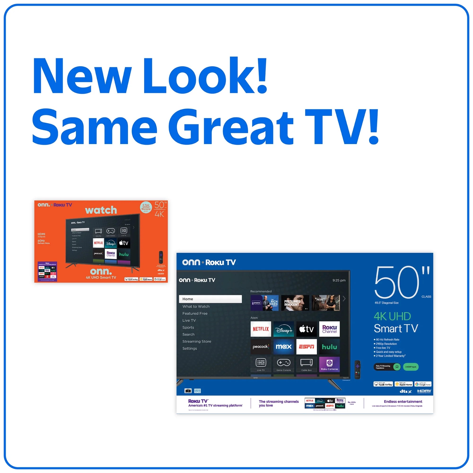 50” Class 4K UHD Roku Smart Television, 100012585