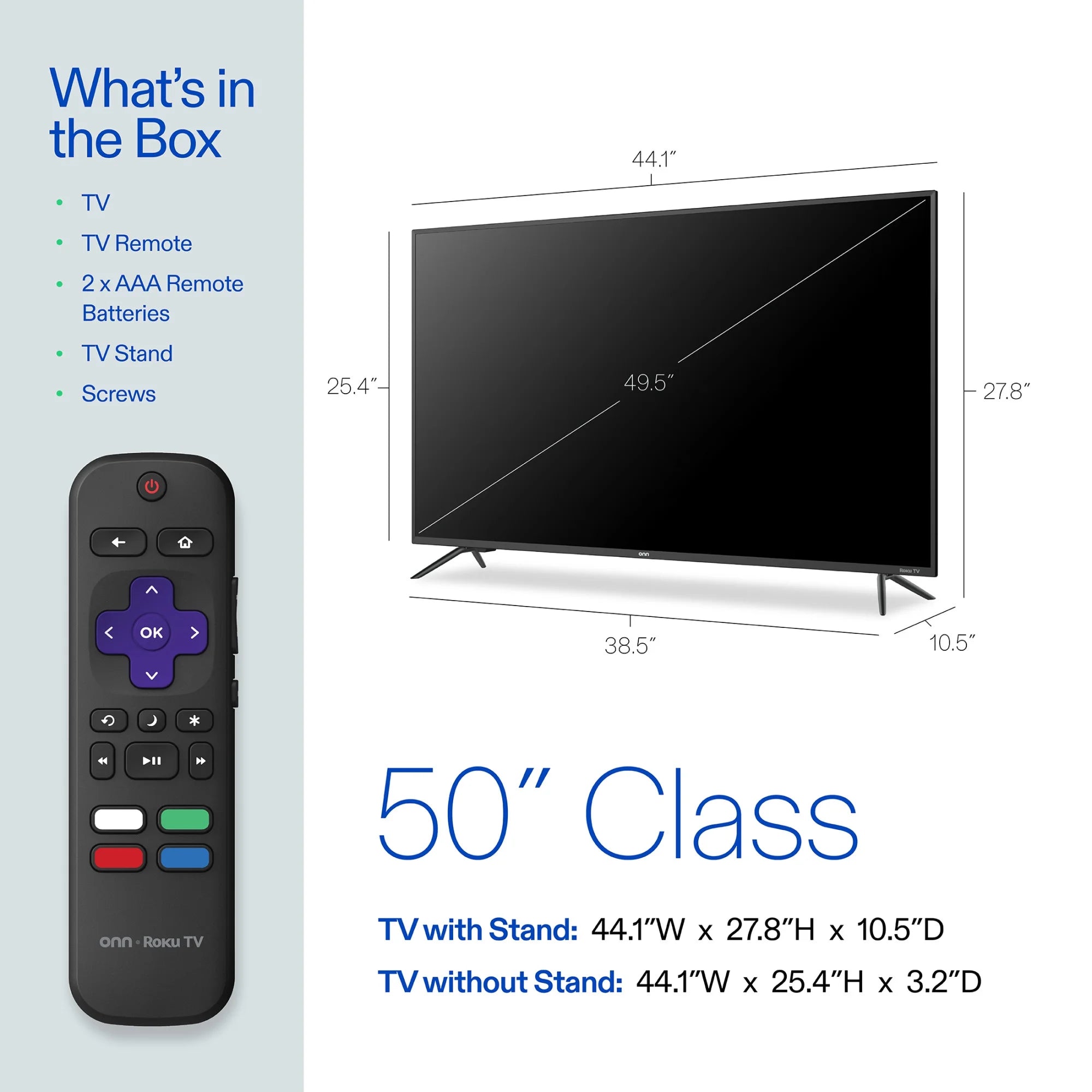 50” Class 4K UHD Roku Smart Television, 100012585